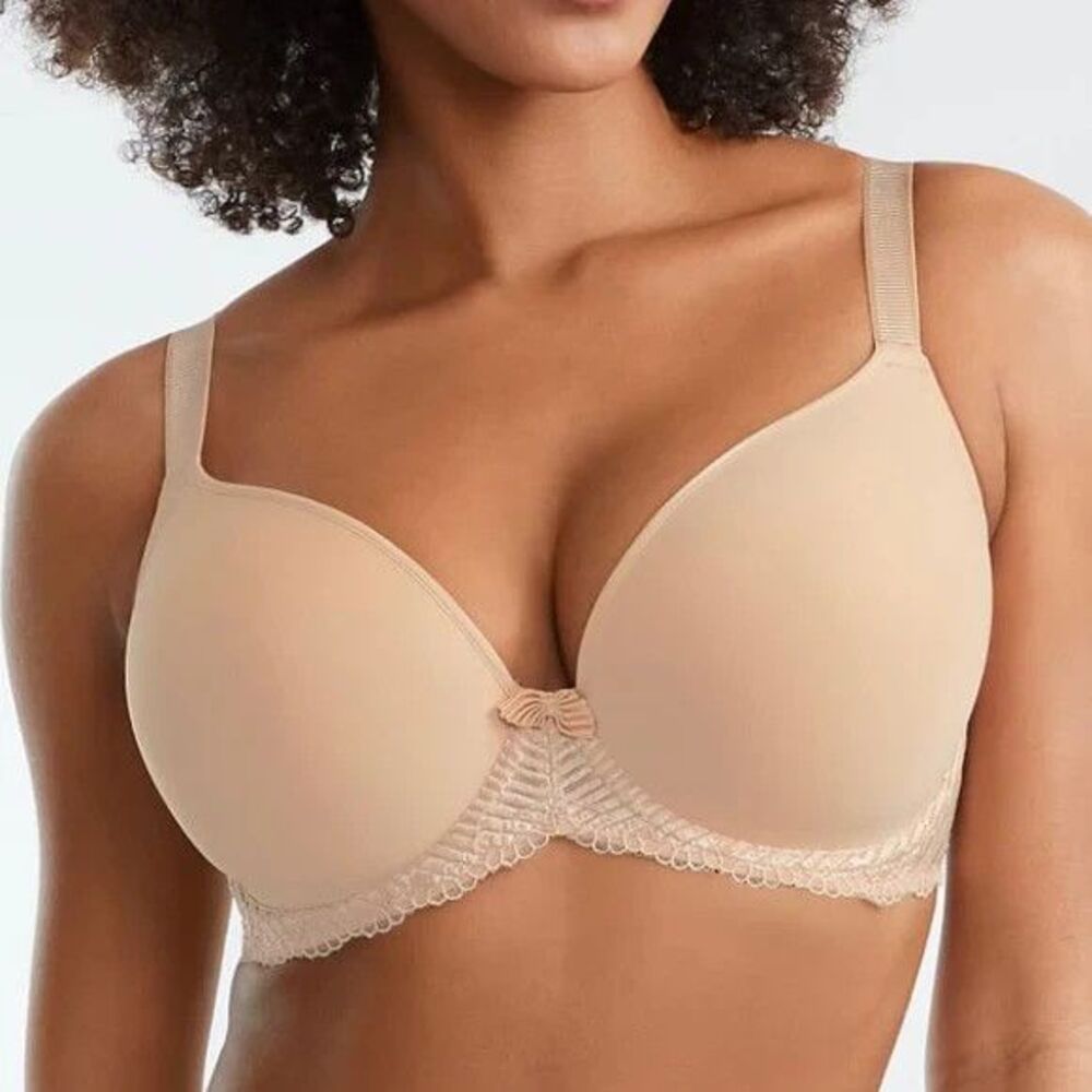Wacoal La Femme Bra 38DD Sand Nude Underwire T-Shirt Plunge Contour Bra 853117